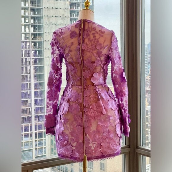 🆕 BRONX & BANCO 🧿 NWOT Bouquet Maraya Long Sleeve Mini Dress, Lilac Sz S US 4 - Picture 8 of 16